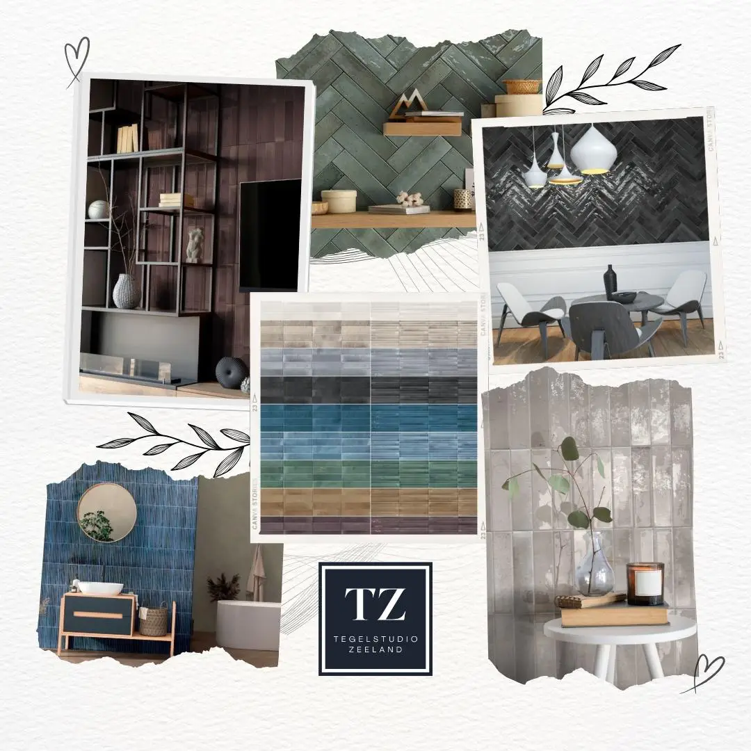 Overzicht kleuren Home wandtegels bij Tegelstudio Zeeland in Vlissingen, verkrijgbaar in 9 kleuren en 2 stijlen: Brick 6x25 en Kitkat 12,5x25.